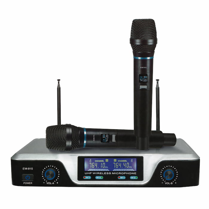 Microfono EW-915 inalambrico VHF con base doble de 110V