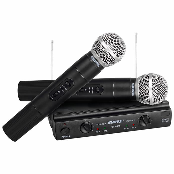 Microfono UHF555 inalambrico VHF con doble mano de 110V